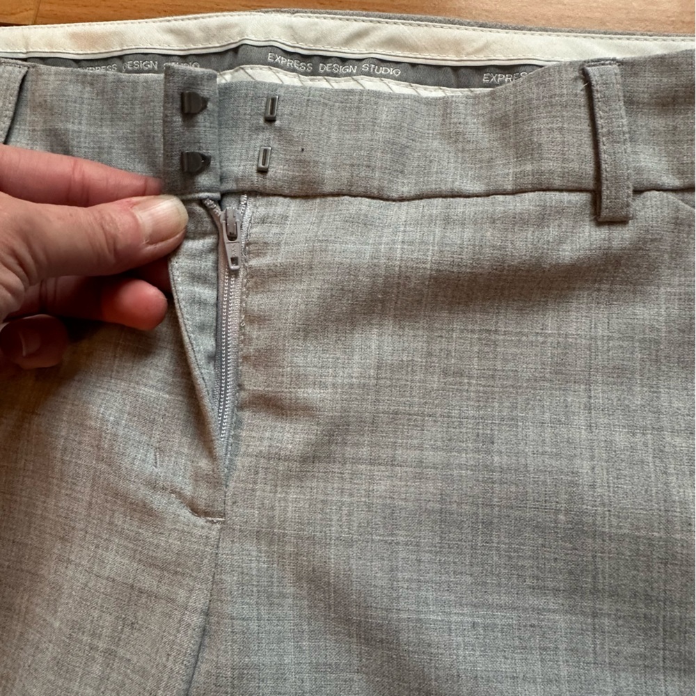 Express Women's Light Gray Wide Leg Pants trouser pants boot cut editor 10R - Picture 5 of 12